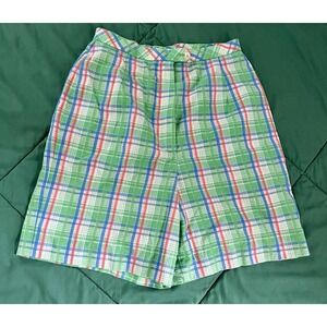Vintage Haymaker Plaid Shorts Green Blue Red High Waist Union Made USA Size 8